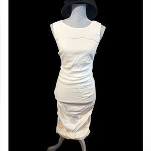 Nicole Miller Cream Sleeveless Midi Dress 8 (6027)